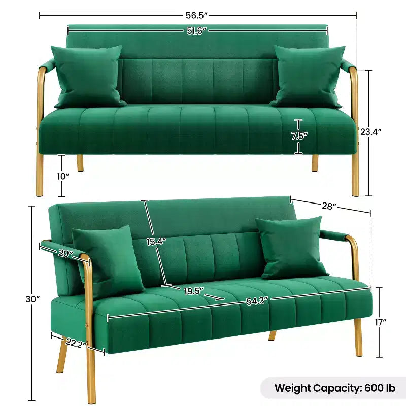 Canapé rembourré moderne Yaheetech avec 2 oreillers pour chambre, bureau à domicile, studio