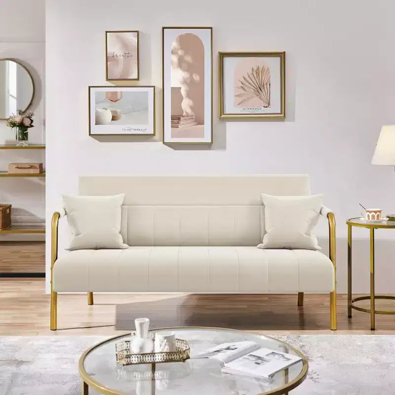 Canapé rembourré moderne Yaheetech avec 2 oreillers pour chambre, bureau à domicile, studio