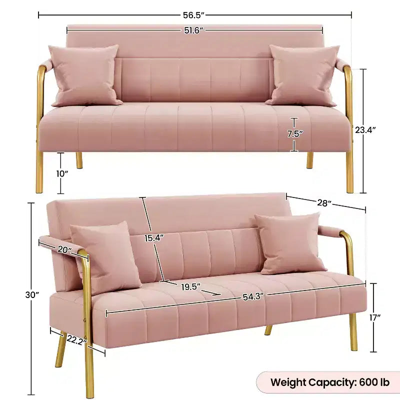 Canapé rembourré moderne Yaheetech avec 2 oreillers pour chambre, bureau à domicile, studio