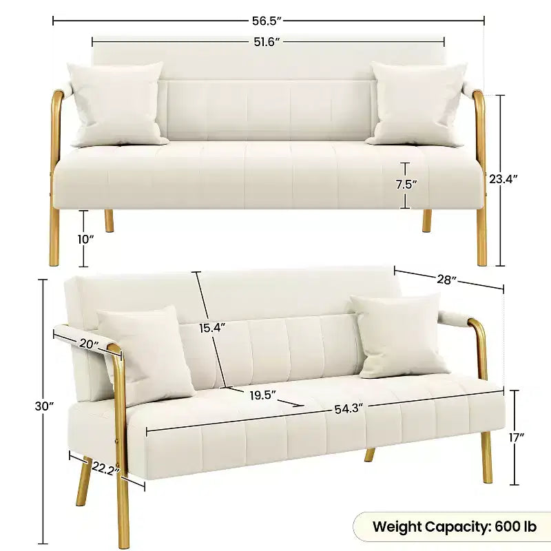 Canapé rembourré moderne Yaheetech avec 2 oreillers pour chambre, bureau à domicile, studio