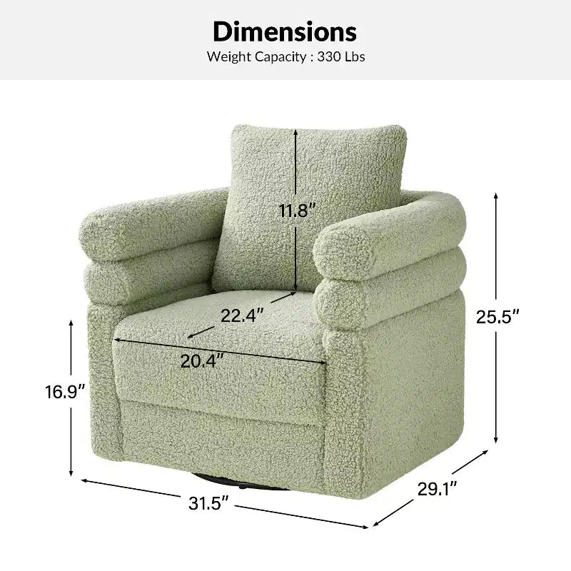 Chaise pivotante moderne Arturo avec un coussin|ART OF LIVING DESIGNS-SAGE
