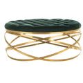 Rumi Tufted Velvet Ottoman - SFV4706 - Emerald/Gold - Safavieh Couture