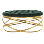 Rumi Tufted Velvet Ottoman - SFV4706 - Emerald/Gold - Safavieh Couture