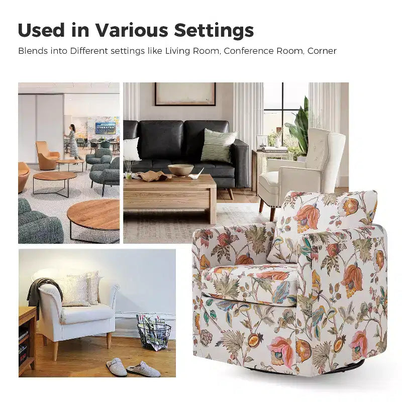 Fauteuil pivotant déhoussable Cedric Modern Upholstered|HULALA HOME