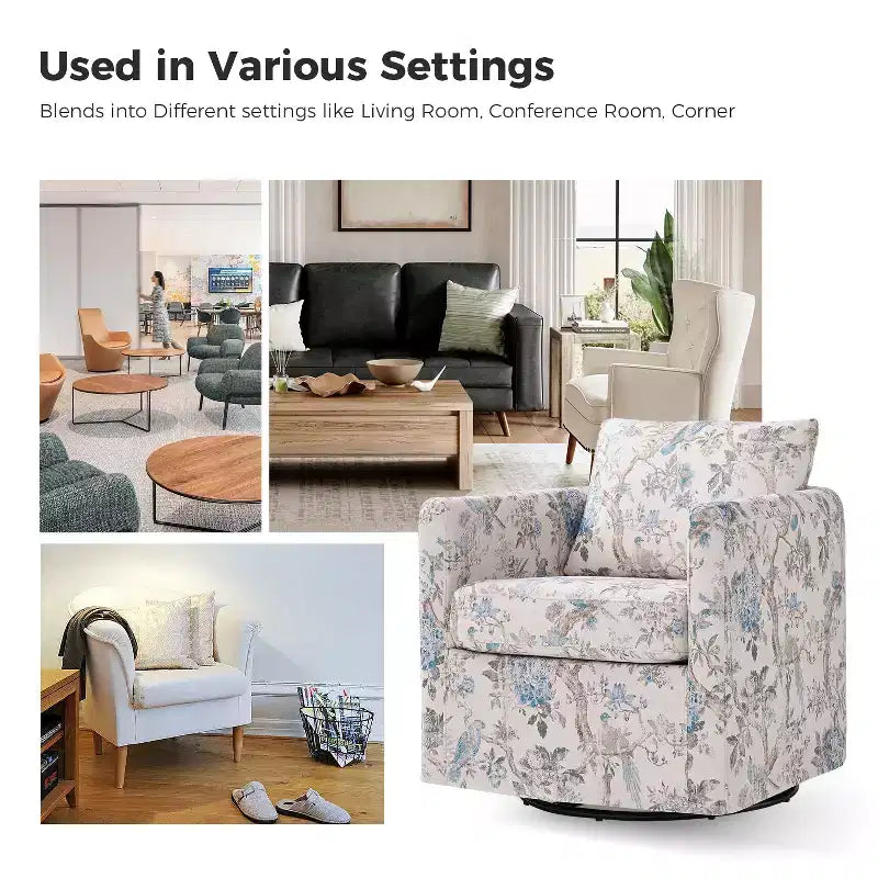 Fauteuil pivotant déhoussable Cedric Modern Upholstered|HULALA HOME