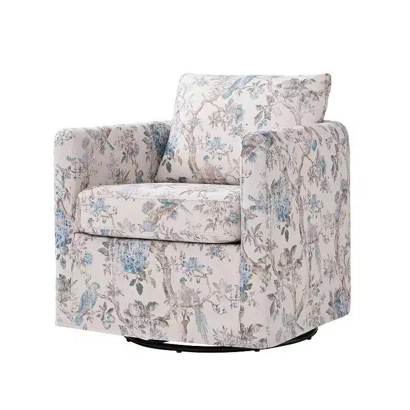 Cedric Modern Upholstered Slipcovered Swivel Chair|HULALA HOME