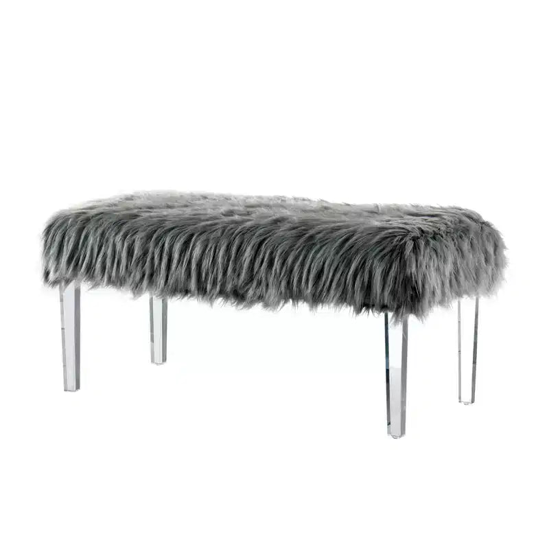 Banc glamour 42 po Korbin en fausse fourrure - HOMES: Inside + Out