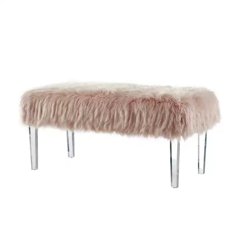 Banc glamour 42 po Korbin en fausse fourrure - HOMES: Inside + Out