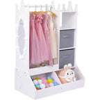 Cintre pour vêtements d'enfant avec miroir lumineux Armoire de rangement pour robe de fille et bac de rangement