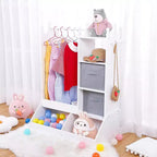 Cintre pour vêtements d'enfant avec miroir lumineux Armoire de rangement pour robe de fille et bac de rangement
