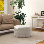 HOMCOM Pouf capitonné, Repose-pieds rembourré en velours, Table basse d'appoint ronde pour Salon, Chambre à coucher
