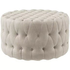 HOMCOM Pouf capitonné, Repose-pieds rembourré en velours, Table basse d'appoint ronde pour Salon, Chambre à coucher
