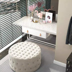 HOMCOM Pouf capitonné, Repose-pieds rembourré en velours, Table basse d'appoint ronde pour Salon, Chambre à coucher