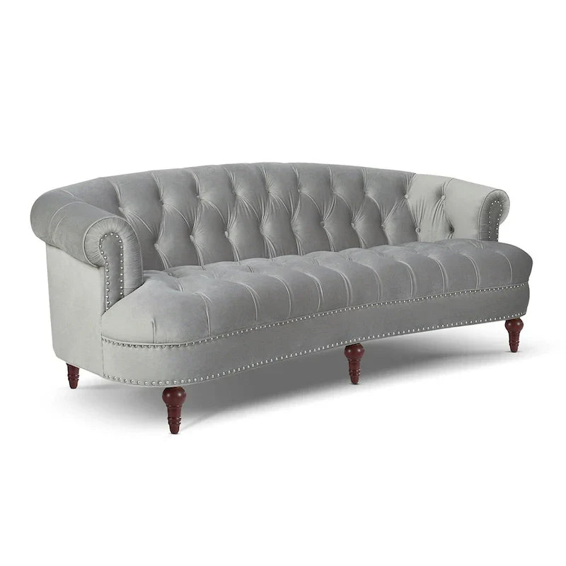 Canapé capitonné chesterfield La Rosa 84 en velours, style moderne du milieu du siècle