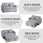 Causeuse futon moderne en velours avec dossier inclinable et poches, 2 places — Gris foncé / Gris clair / Bleu / Noir