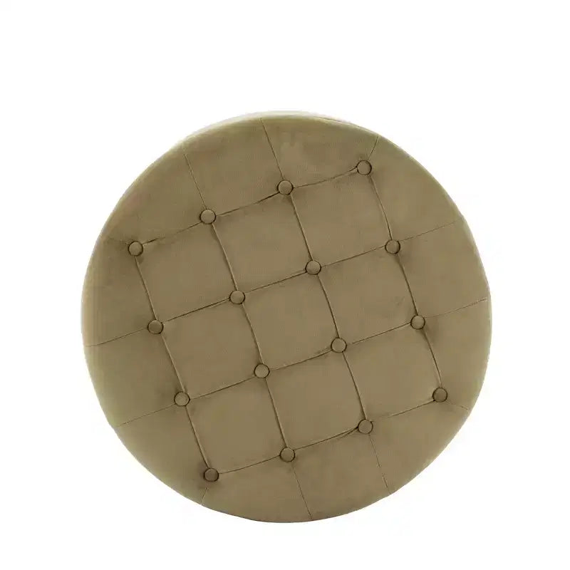 Pouf de rangement rond touffeté en velours - HomePop