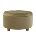 Pouf de rangement rond touffeté en velours - HomePop