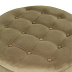 Pouf de rangement rond touffeté en velours - HomePop