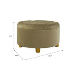 Pouf de rangement rond touffeté en velours - HomePop