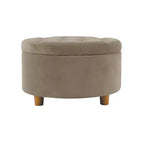 Pouf de rangement rond touffeté en velours - HomePop