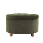 Pouf de rangement rond touffeté en velours - HomePop