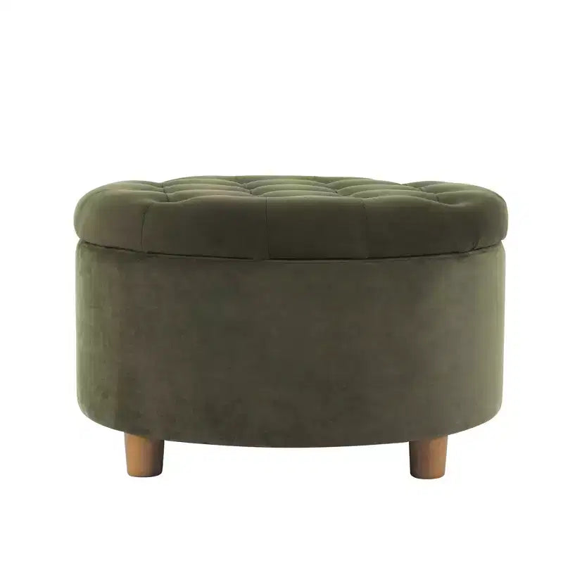 Pouf de rangement rond touffeté en velours - HomePop