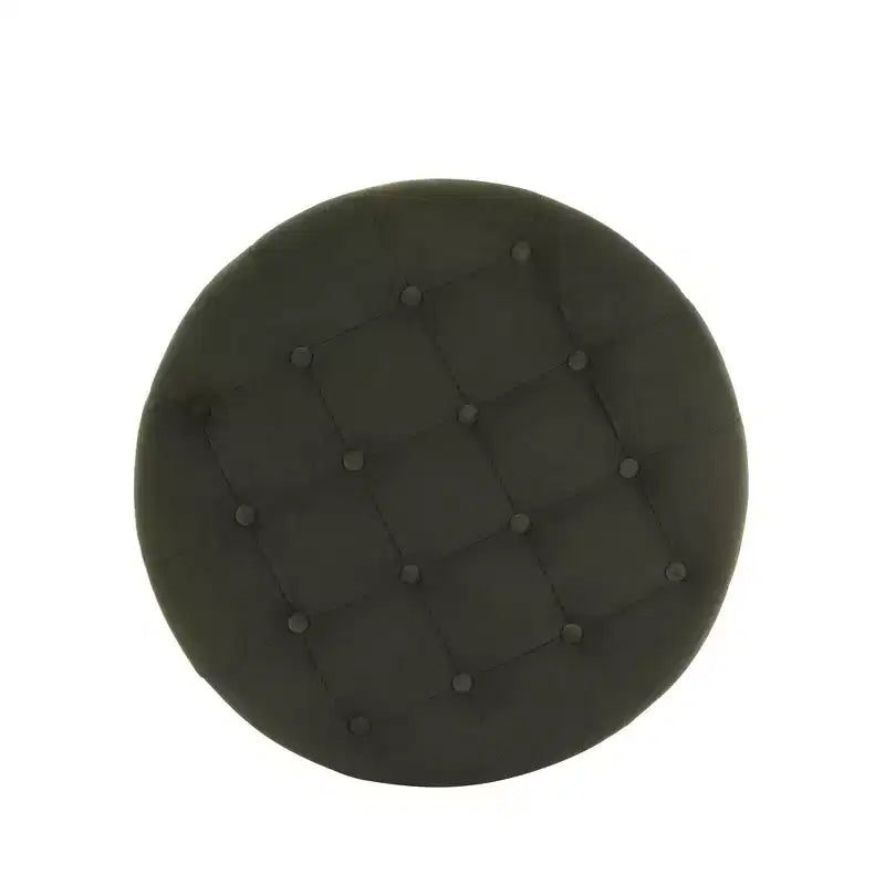Pouf de rangement rond touffeté en velours - HomePop