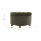 Pouf de rangement rond touffeté en velours - HomePop