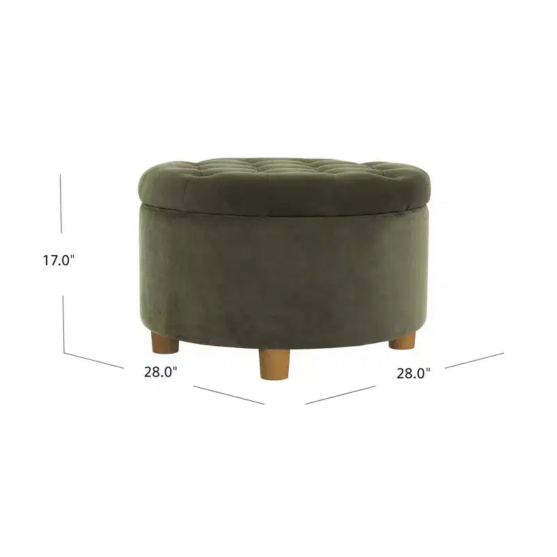 Pouf de rangement rond touffeté en velours - HomePop