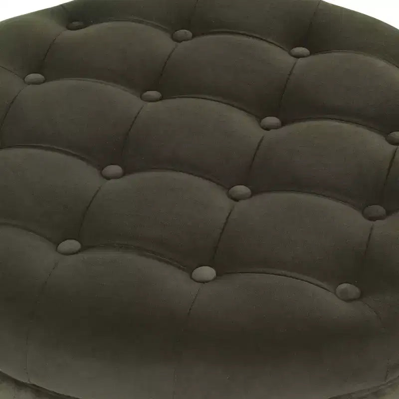 Pouf de rangement rond touffeté en velours - HomePop