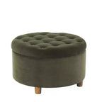 Pouf de rangement rond touffeté en velours - HomePop