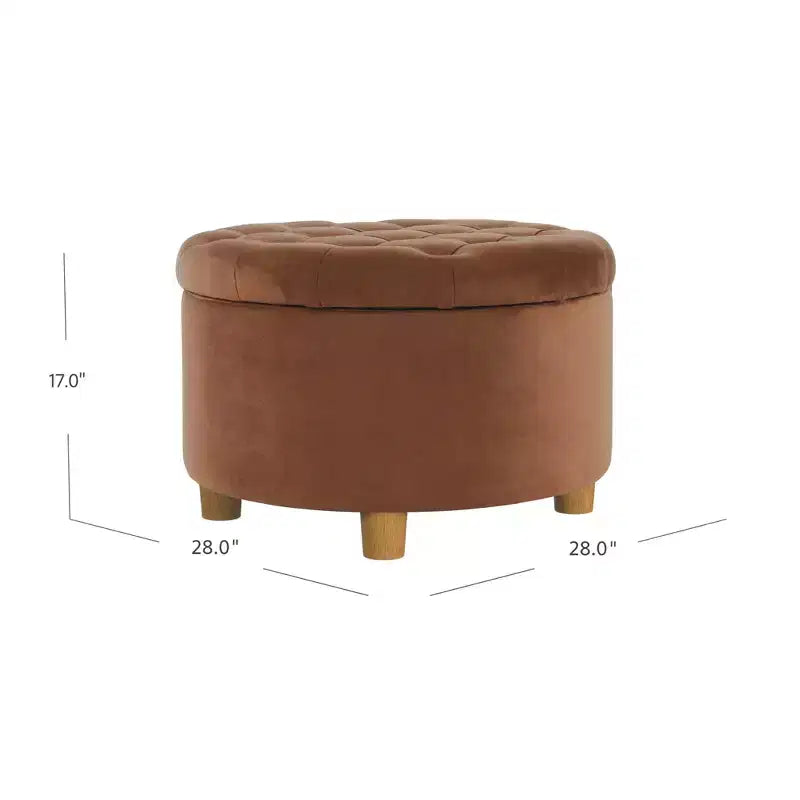 Pouf de rangement rond touffeté en velours - HomePop