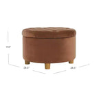 Pouf de rangement rond touffeté en velours - HomePop