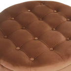 Pouf de rangement rond touffeté en velours - HomePop