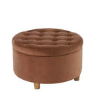 Pouf de rangement rond touffeté en velours - HomePop