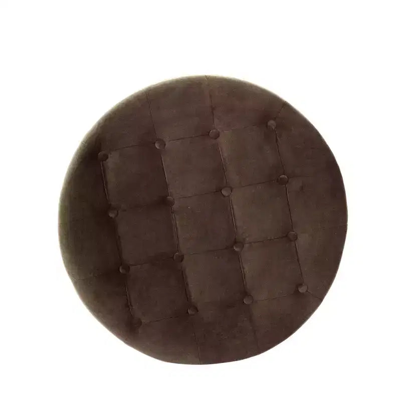 Pouf de rangement rond touffeté en velours - HomePop