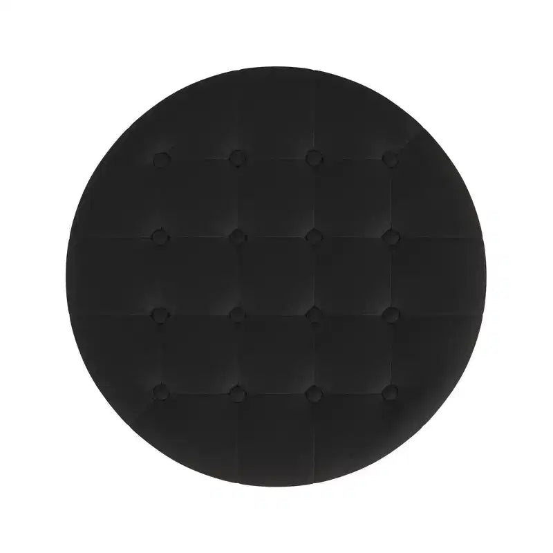 Pouf de rangement rond touffeté en velours - HomePop