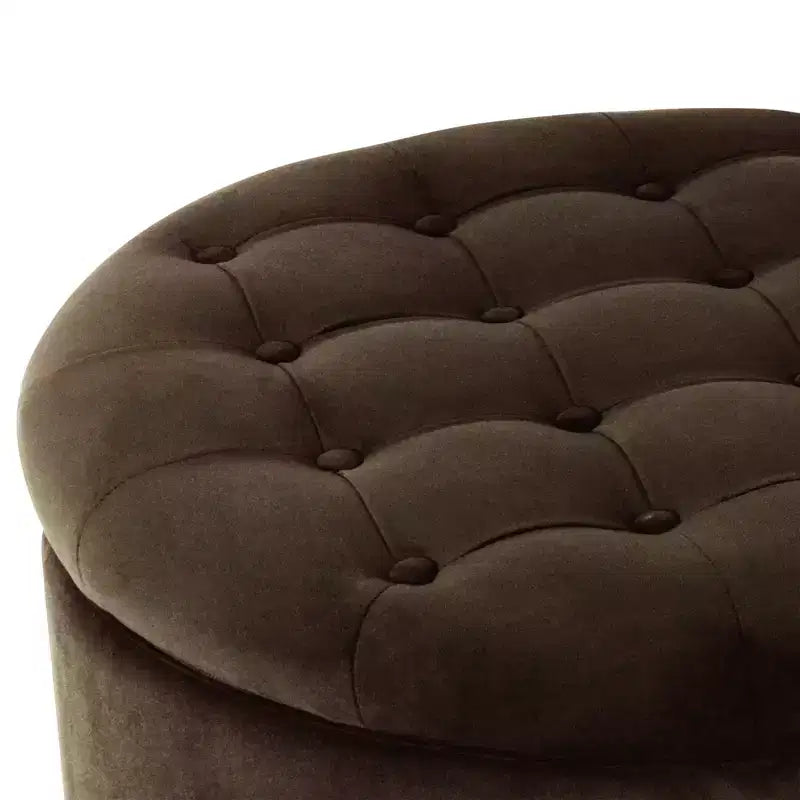 Pouf de rangement rond touffeté en velours - HomePop