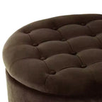 Pouf de rangement rond touffeté en velours - HomePop