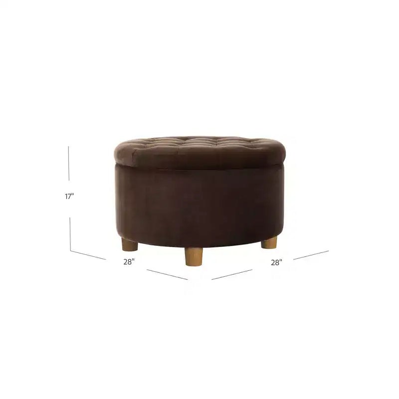 Pouf de rangement rond touffeté en velours - HomePop