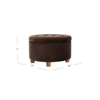 Pouf de rangement rond touffeté en velours - HomePop