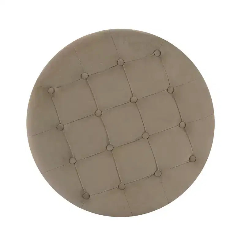 Pouf de rangement rond touffeté en velours - HomePop