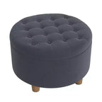 Pouf de rangement rond touffeté en velours - HomePop