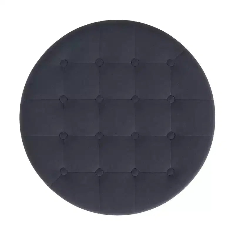 Pouf de rangement rond touffeté en velours - HomePop