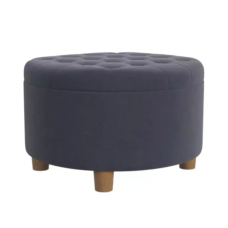 Pouf de rangement rond touffeté en velours - HomePop