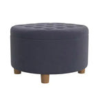 Pouf de rangement rond touffeté en velours - HomePop
