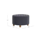 Pouf de rangement rond touffeté en velours - HomePop