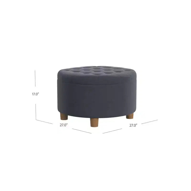 Pouf de rangement rond touffeté en velours - HomePop