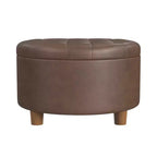 Pouf de rangement rond touffeté en velours - HomePop