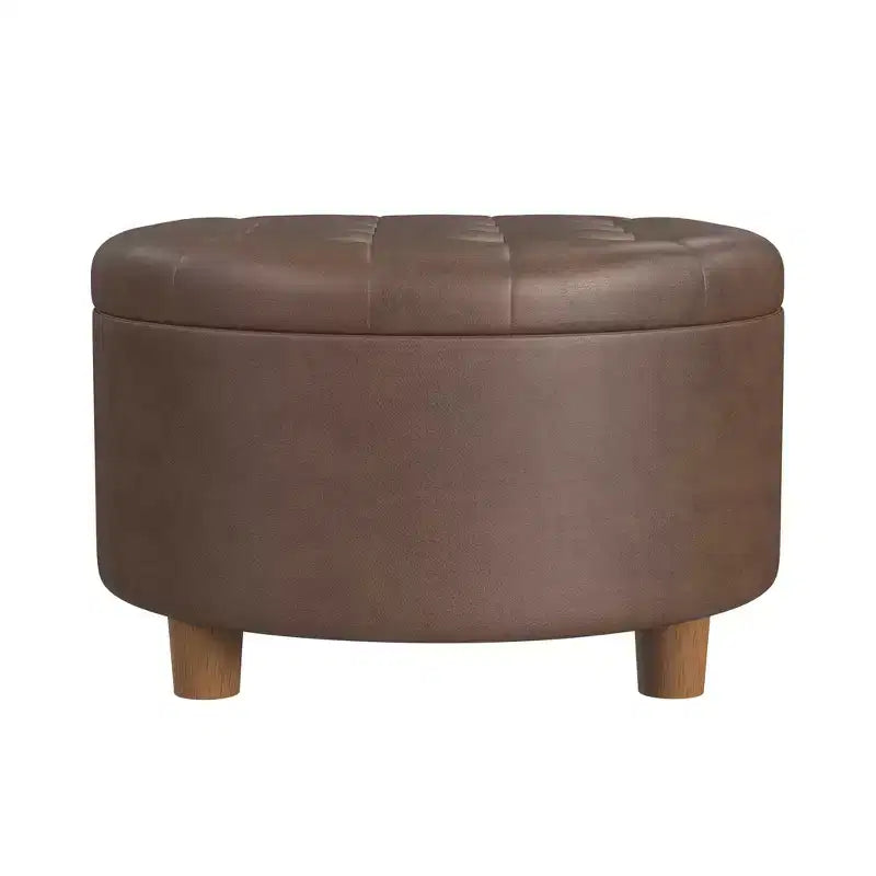 Pouf de rangement rond touffeté en velours - HomePop